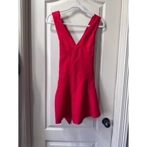 Red Wrap-Back Mini Dress – V-Neck – Size S